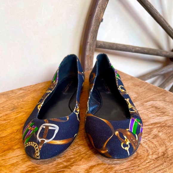 RALPH LAUREN COLLECTION Purple Label Black Equestrian Horse Bit Flats 9B ITALY!! - Picture 10 of 12